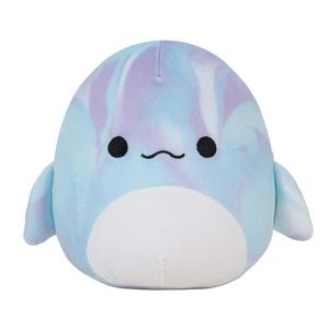 Squishmallows Laslow The Beluga Whale 8” Plush, Marbled Blue & Purple Whale, NEW